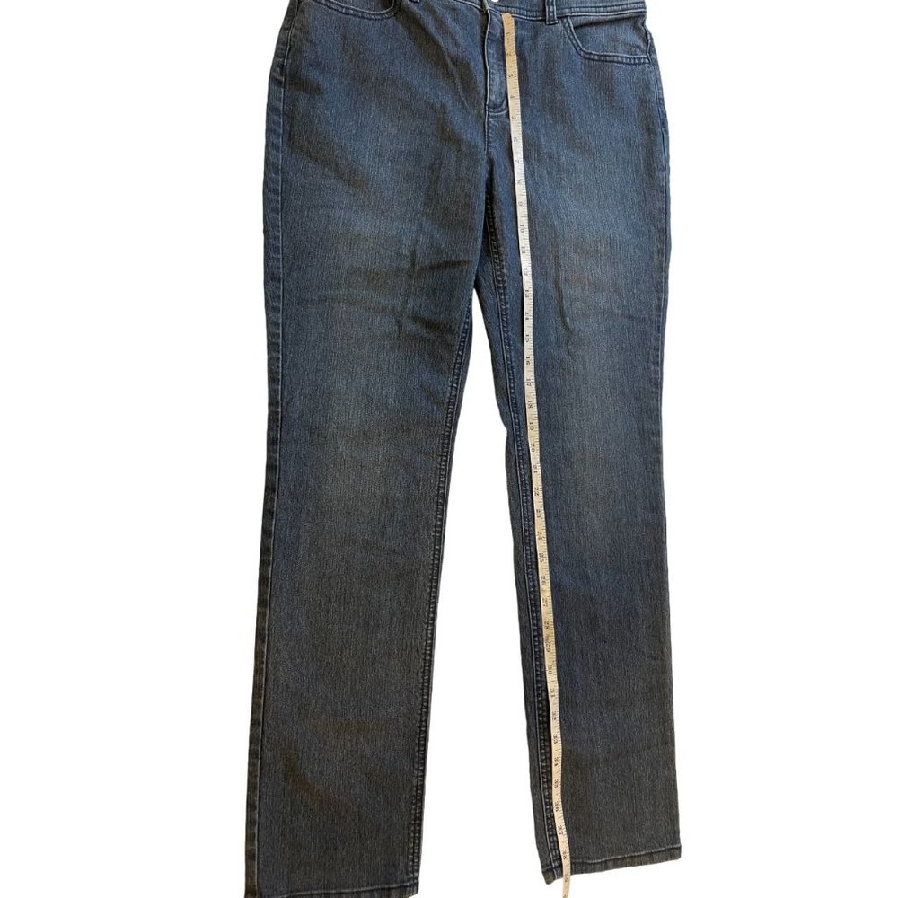 Chico's Womens Jeans Kerry Slim Straight Silver Rhinestones Indigo Bling SZ 0.5